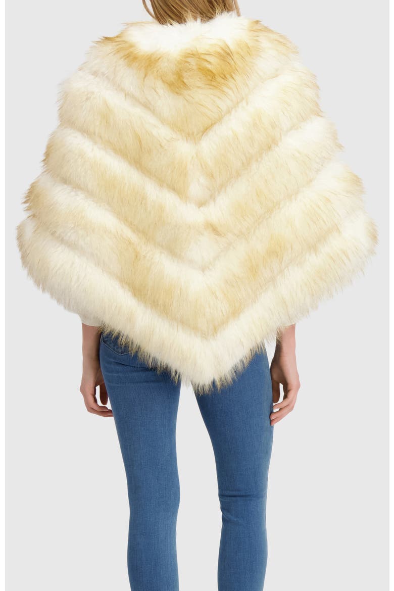 Fur-Free Fox (Faux Fur) Poncho, Alternate, color, WHITE/GOLD