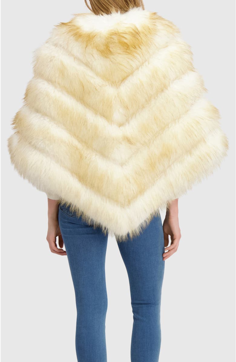 Lyla Grant Fur-Free Fox (Faux Fur) Poncho, Alternate, color, White/Gold