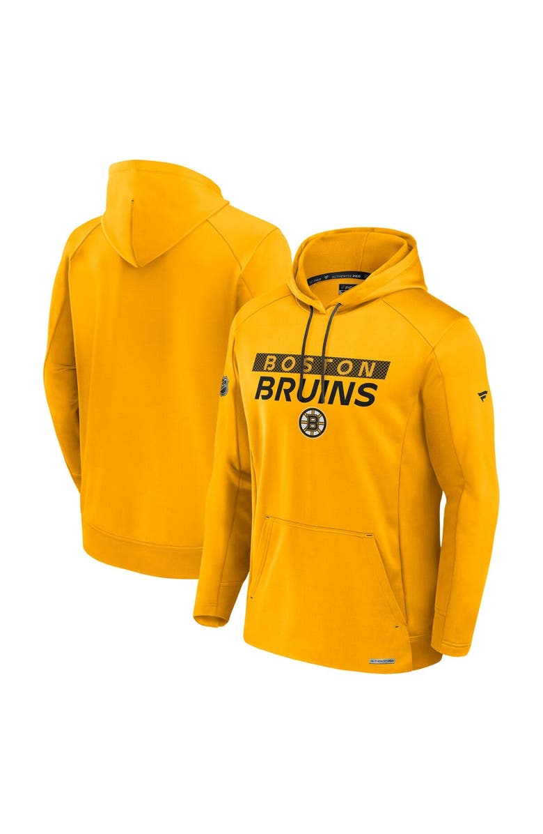 FANATICS Men's Fanatics  Gold Boston Bruins Authentic Pro Rink Fleece Pullover Hoodie, Main, color, Gold