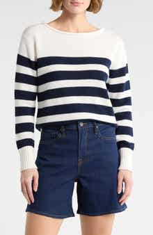 Vigoss Stripe Boat Neck Sweater