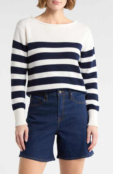 Vigoss Stripe Boat Neck Sweater