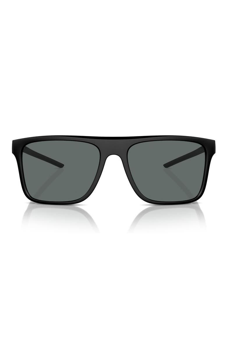 58mm Polarized Flat Top Sunglasses, Main, color, MATTE BLACK