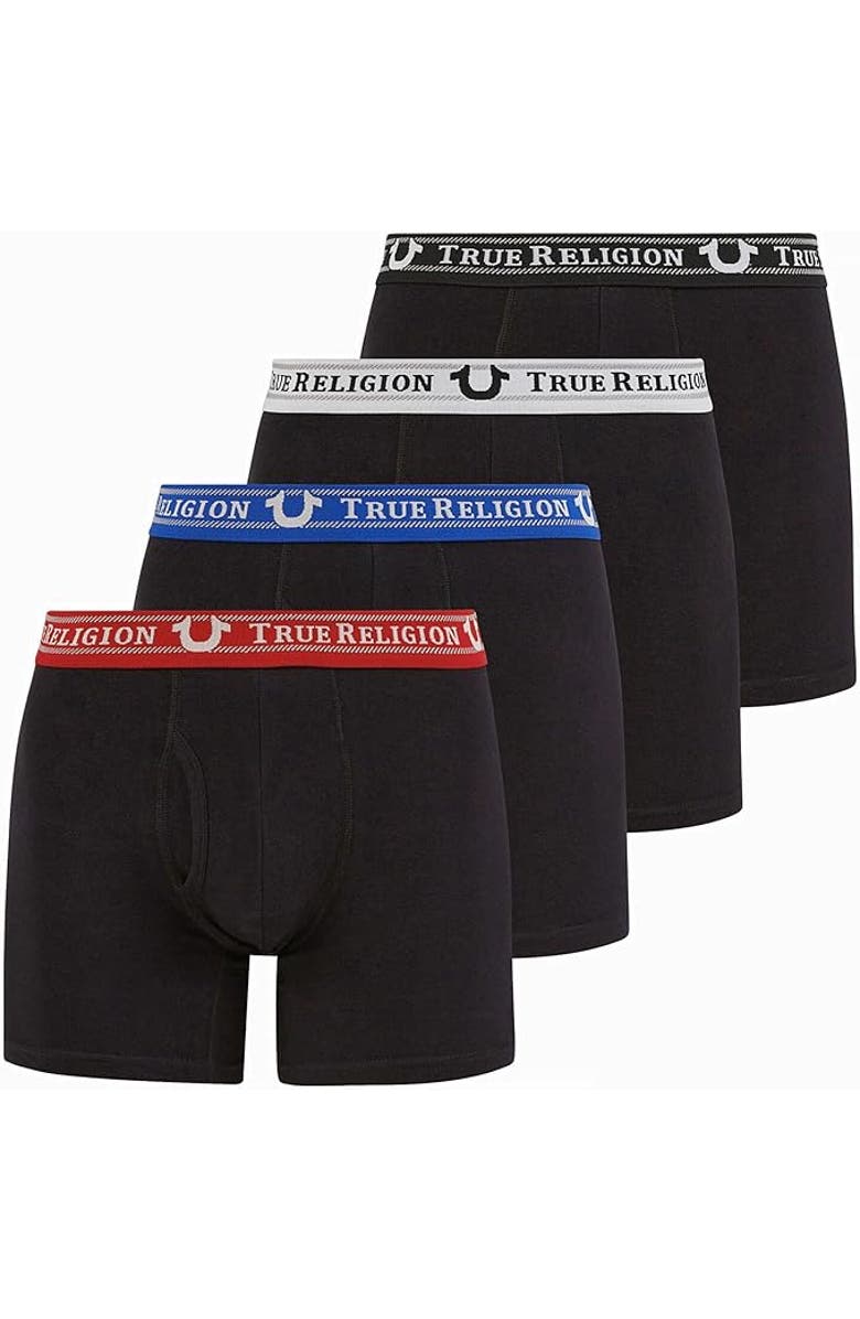 True Religion Boxer Briefs Stretch Underwear Pack of 4, Main, color, Black