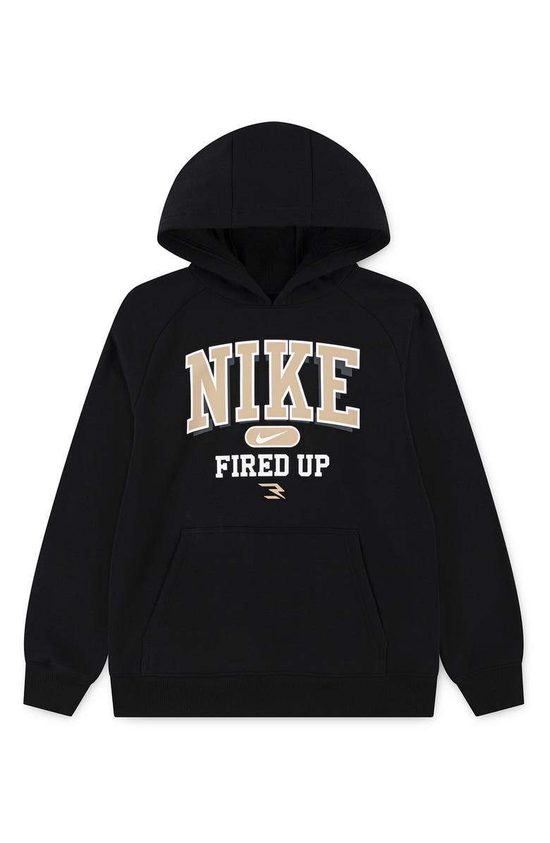 3 Brand Kids' Fired Up Collegiate Graphic Hoodie, Main, color, Black