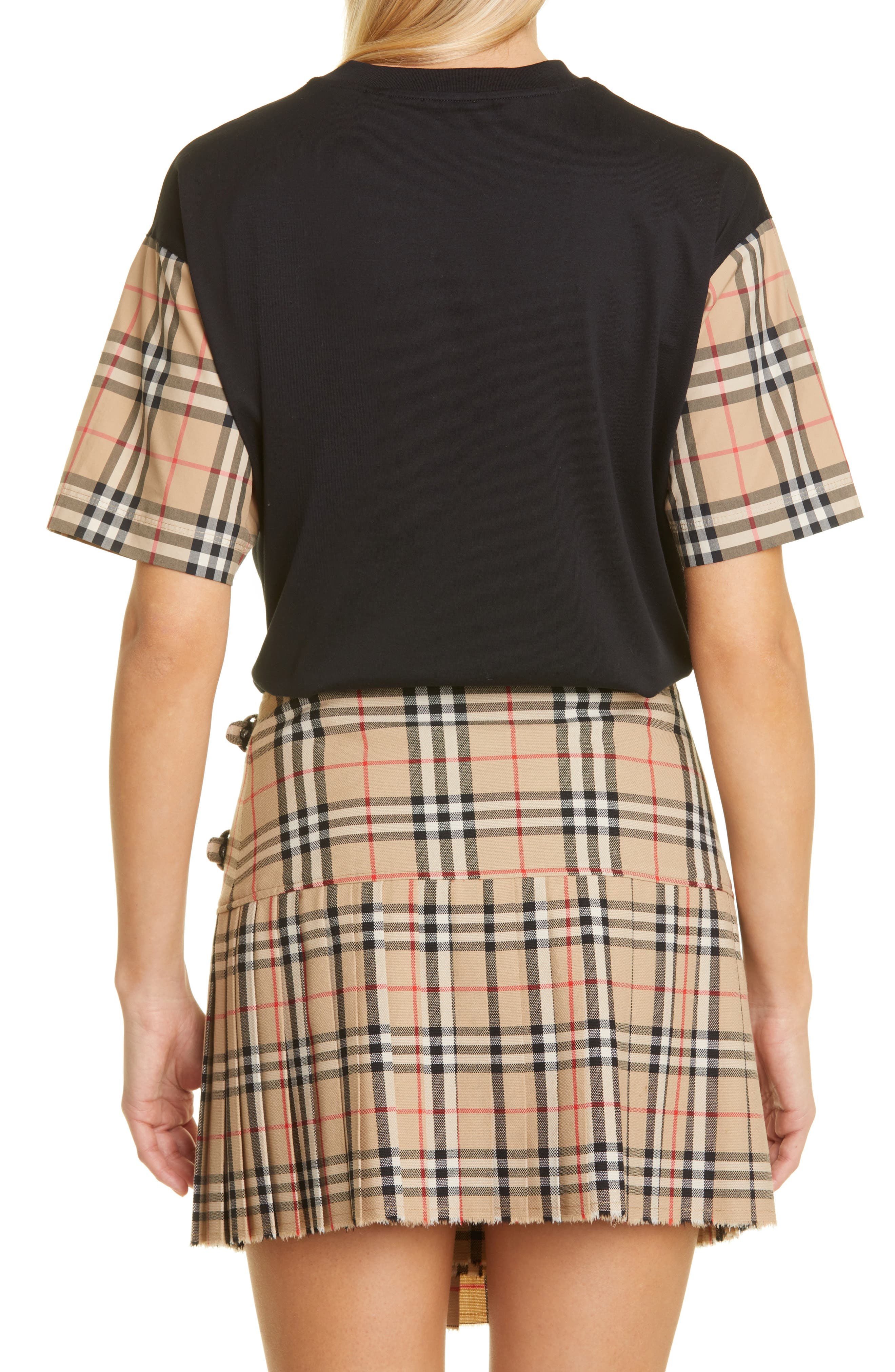 Carrick Check Sleeve Oversize Cotton T-Shirt - image 2