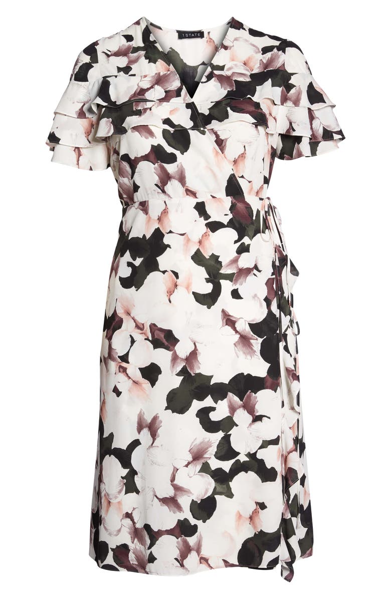 1.STATE Wrap Front Midi Dress, Alternate, color,