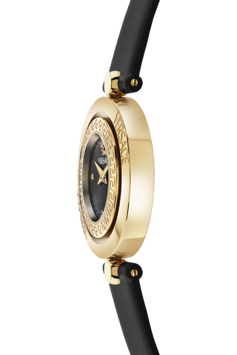 Eon Jewel Leather Strap Watch, 33.6mm, Alternate, color, GOLD1