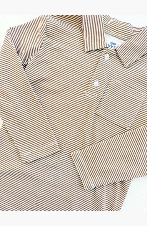 Little Paper Kids Reid Long Sleeve Polo In Brown