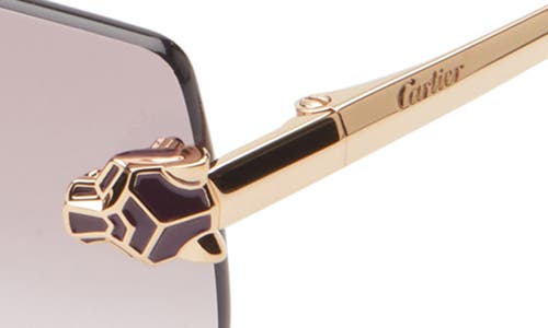 Cartier 55mm Rimless Rectangular Sunglasses In Gold