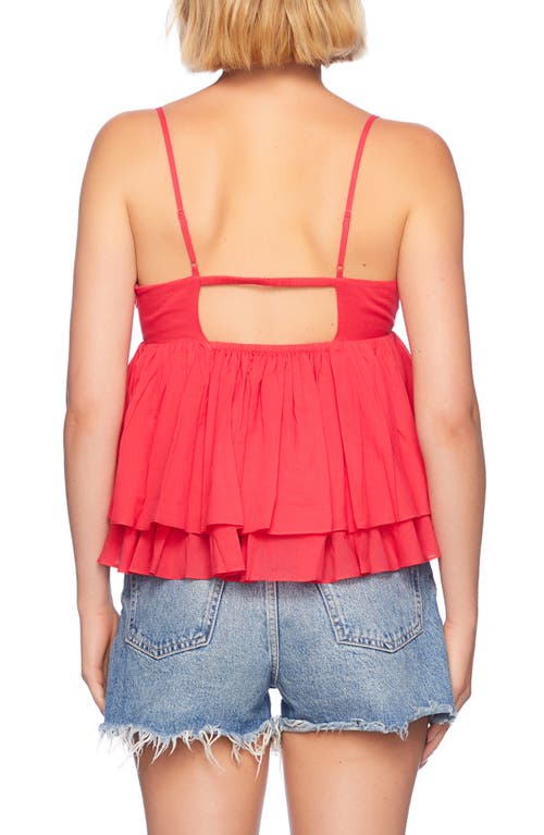 Susana Monaco Tiered Cotton Voile Babydoll Camisole In Red