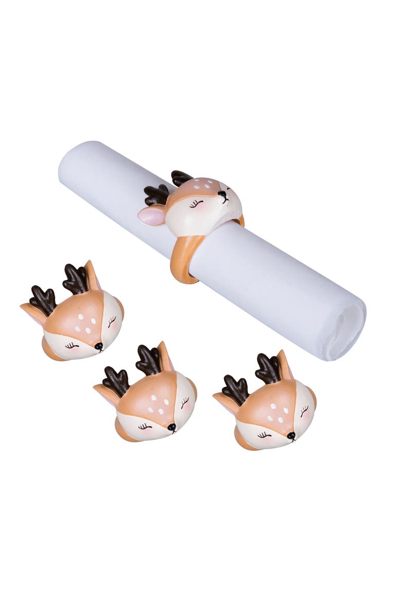 Oh Deer Napkin Rings, Set of 4, Main, color, Brown