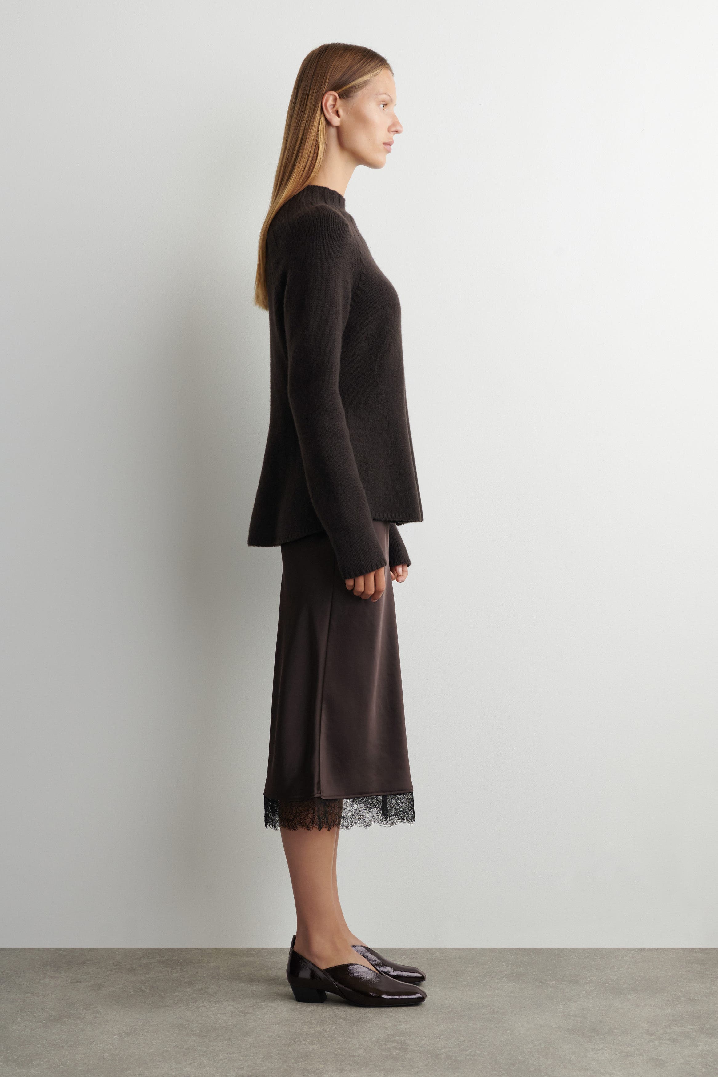 Angular Leather Heeled Ballet Flats - image 2