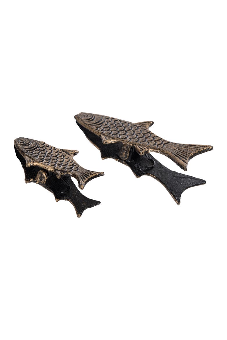 Iron Fish Clips Set of 2 Photo Frame Metallic for Spring Kitchen Storage and Decor, Alternate, color, Bronze
