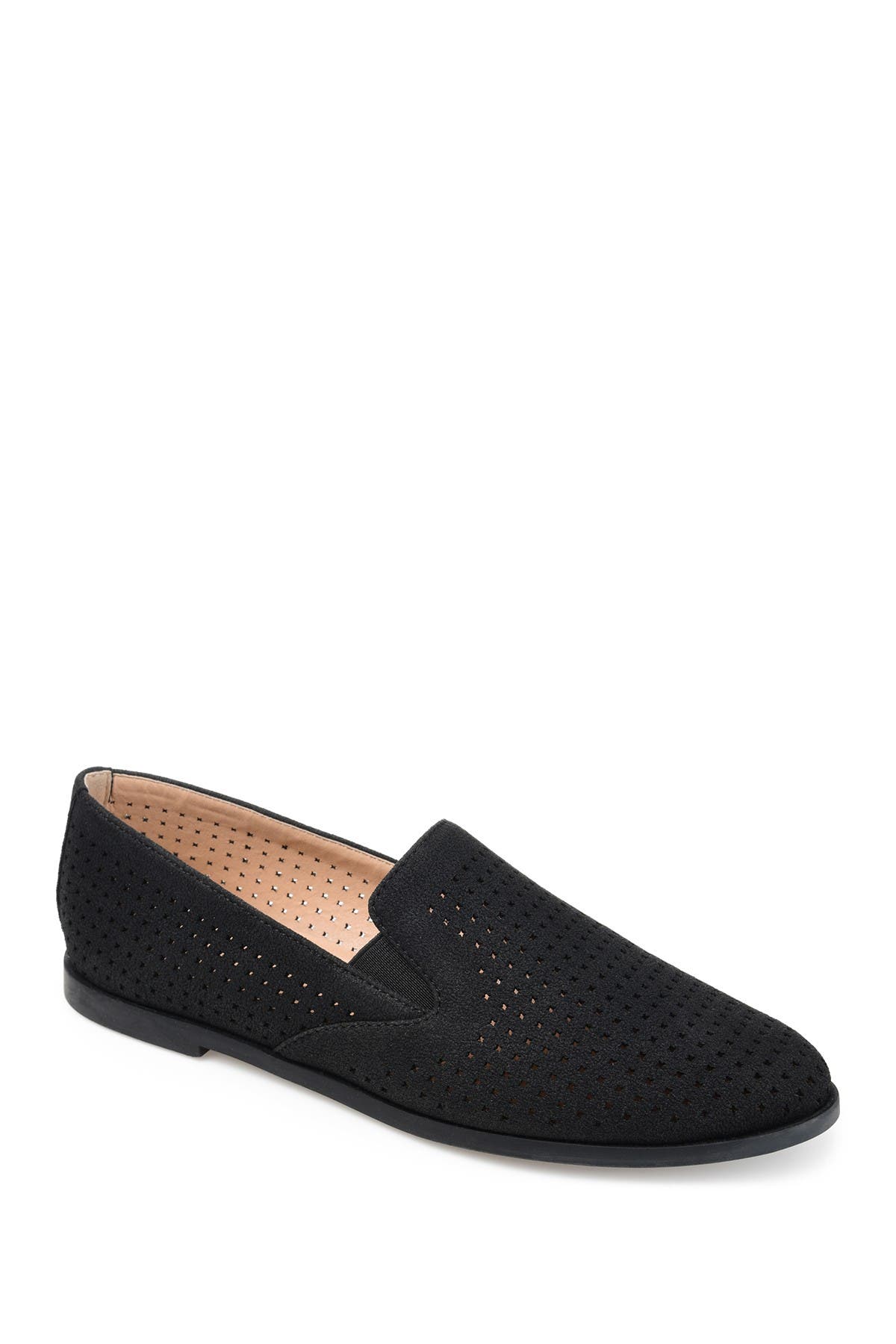 Journee Collection Lucie Perforated Flat Loafer - Wide Width Available, Alternate, color, Black