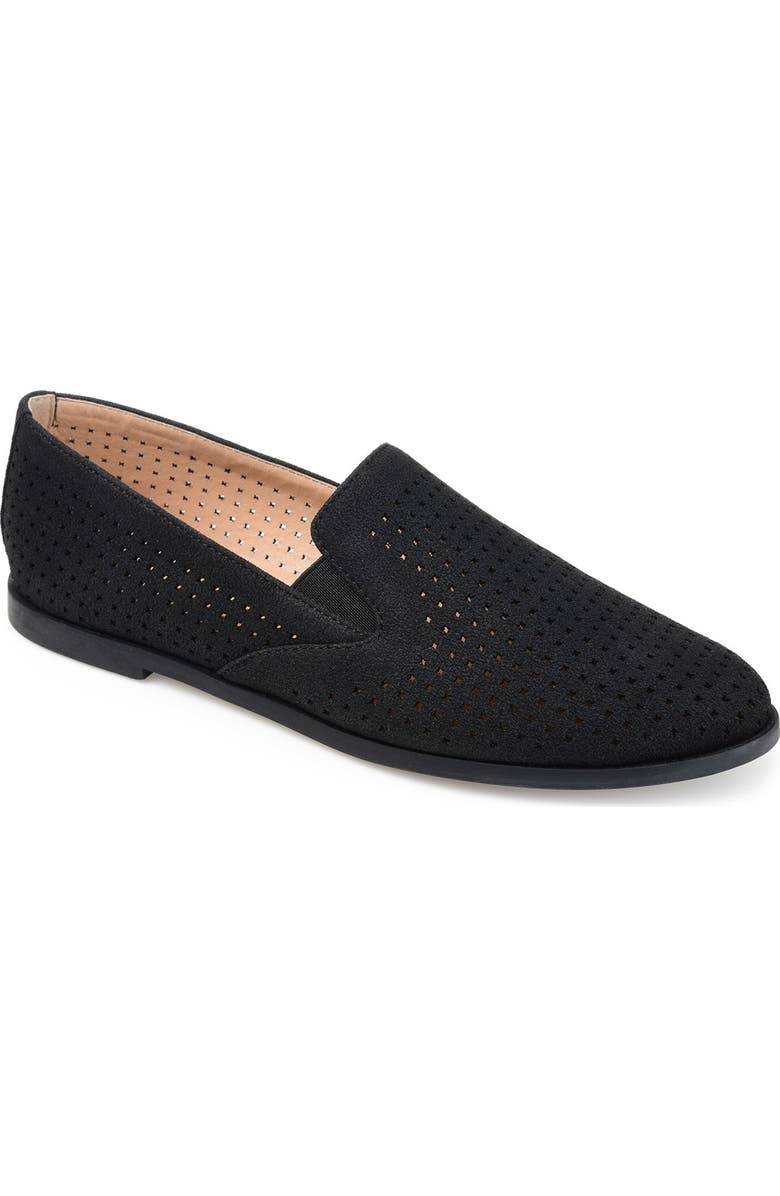 Journee Collection Lucie Perforated Flat Loafer - Wide Width Available, Alternate, color, Black