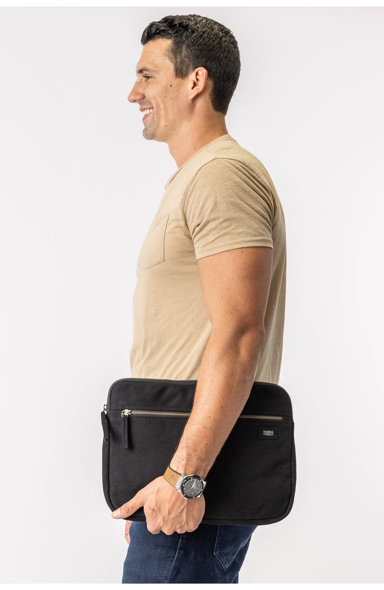 Terra Thread 13-Inch Organic Cotton Laptop Sleeve, Alternate, color, Ivory Black