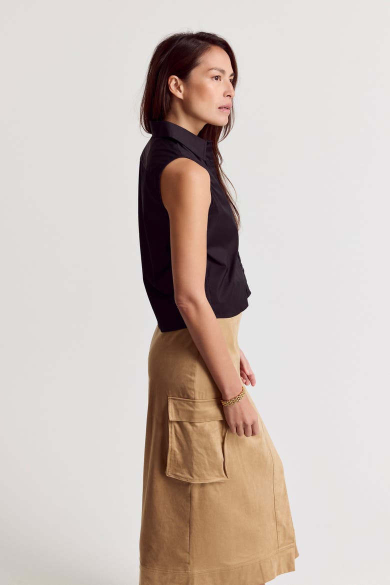 The Boxy Cropped Sleeveless Shirt, Alternate, color, Black