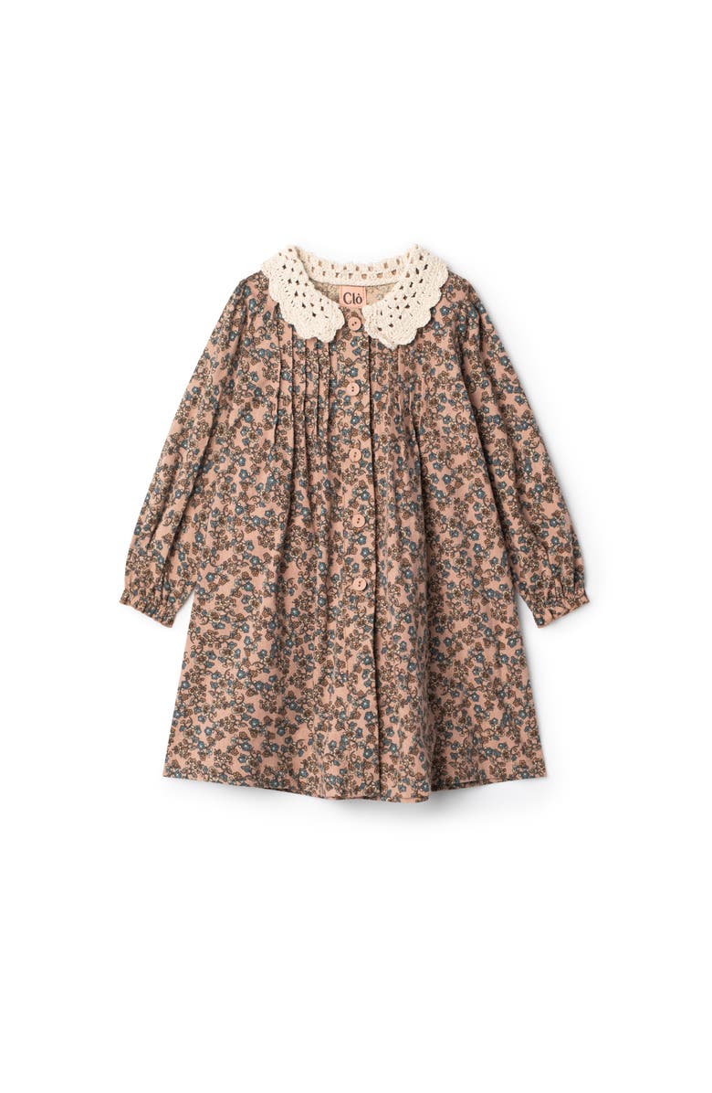 Clô Woven Printed Crochet Collar Dress, Main, color, Pink Floral