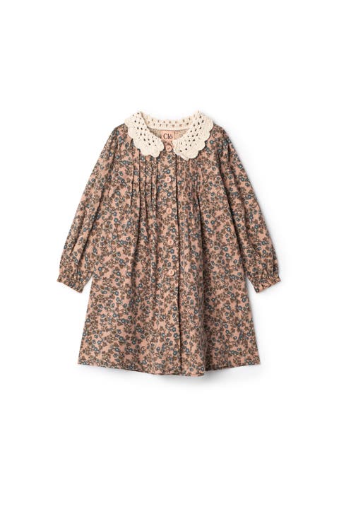 Woven Printed Crochet Collar Dress (Toddler, Little Kid & Big Kid)