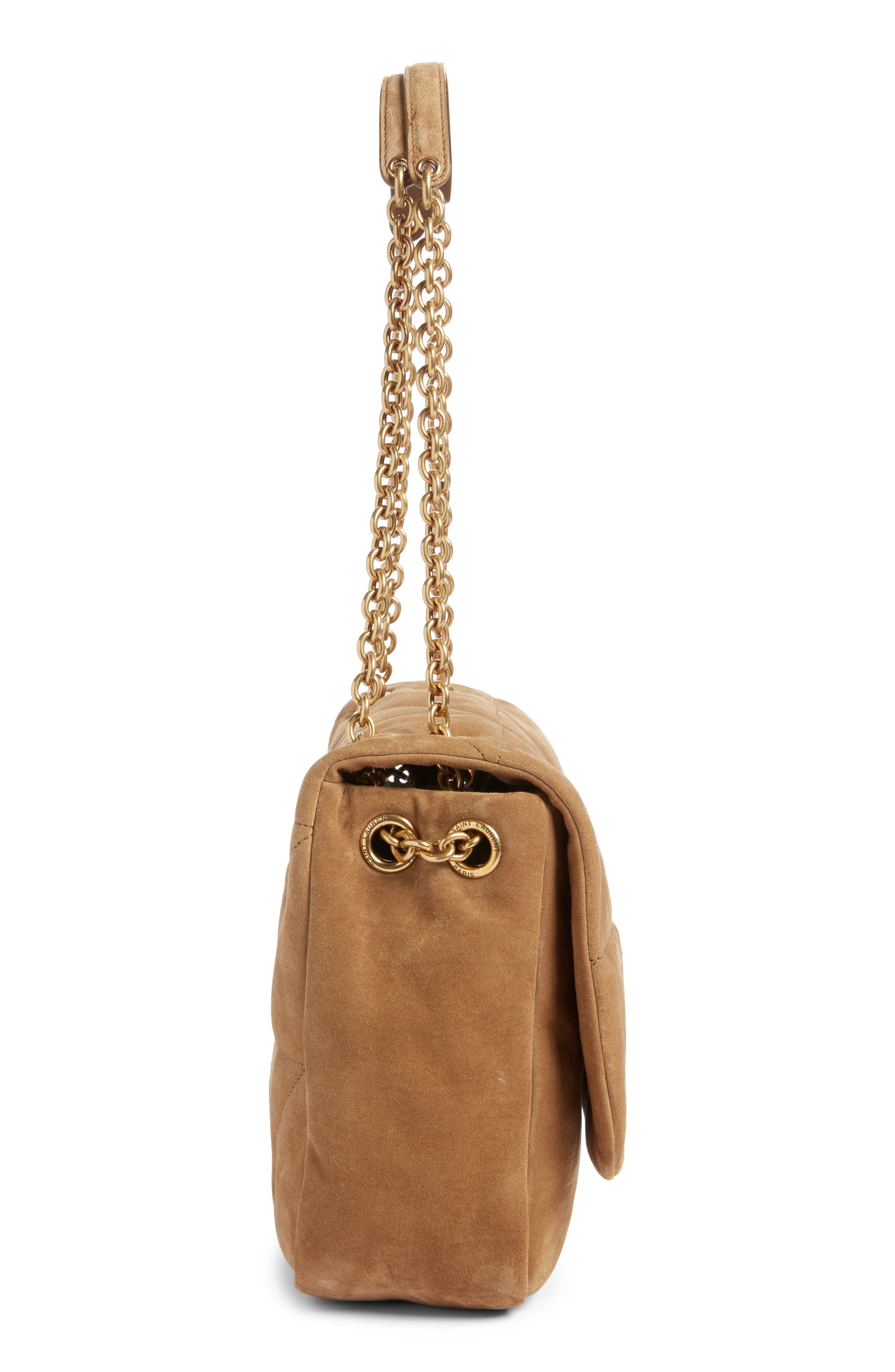 Saint Laurent Medium Jamie 4.3 Carré Rive Gauche Suede Shoulder Bag, Alternate, color, 