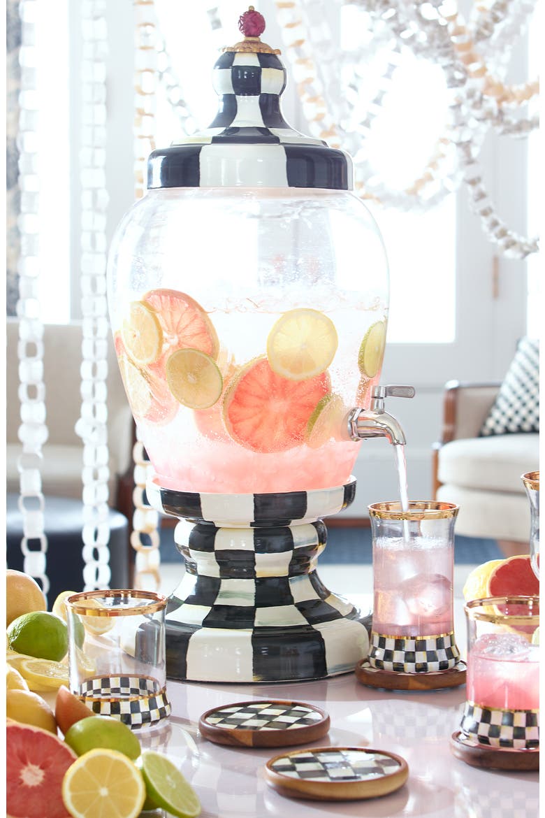 Courtly Check Enamel Beverage Hostess, Alternate, color, BLACK/ WHITE