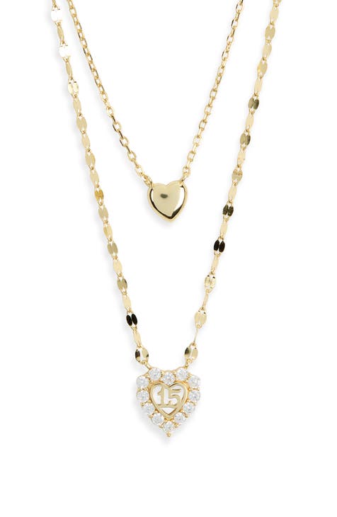 Quinceañera Heart Layered Necklace