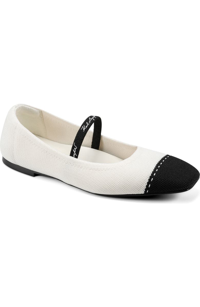 KARL LAGERFELD PARIS Zailey Cap Toe Mary Jane Flat, Main, color, Cream/ Black