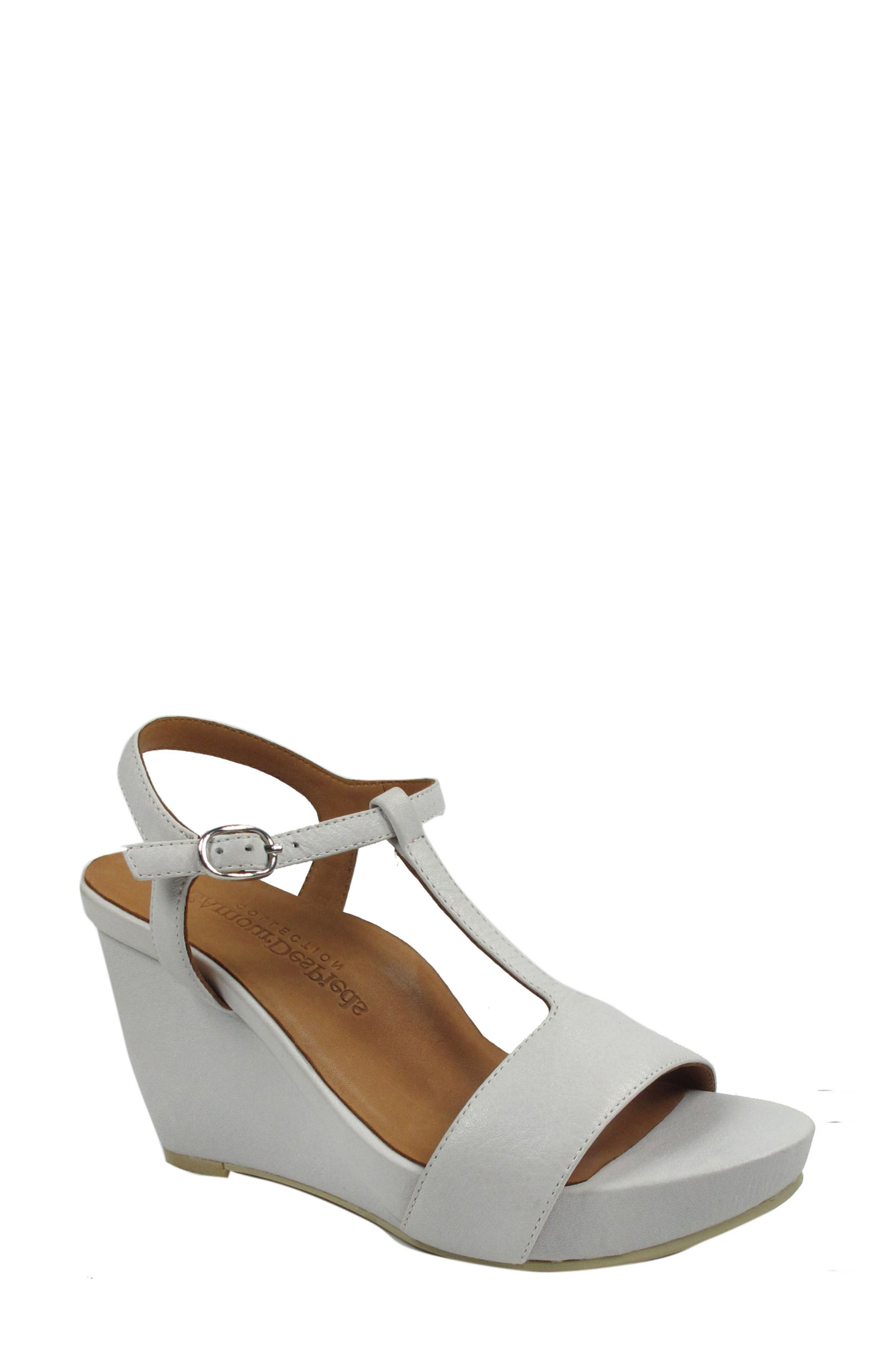 L'Amour des Pieds'Idelle' Platform Wedge Sandal, Alternate, color, WHITE LEATHER