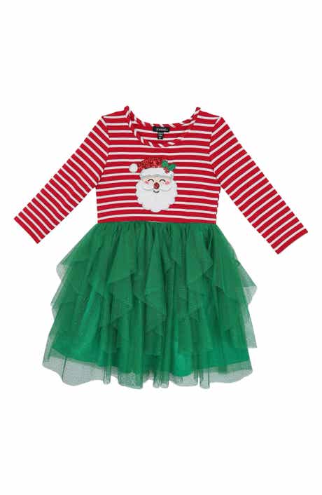 Zunie Kids' Santa Appliqué Dress