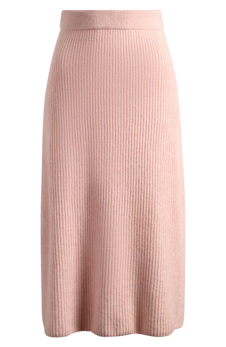 maje Jandana Rib Knit A-Line Skirt, Alternate, color, Rose Pale