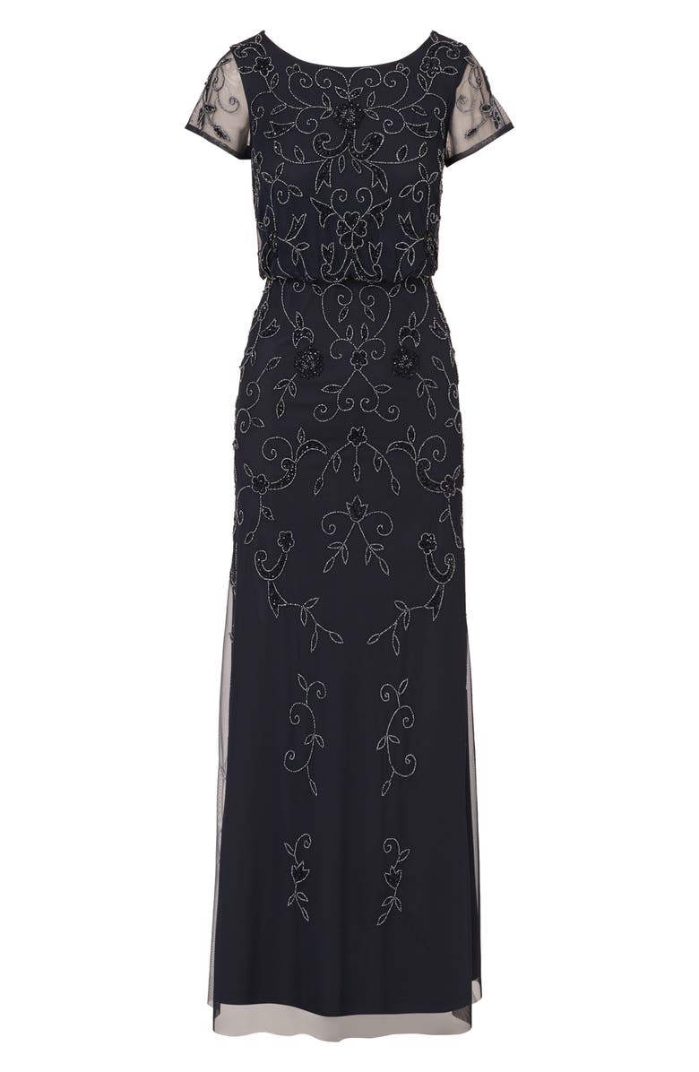 Adrianna Papell Beaded Mesh Gown, Alternate, color,