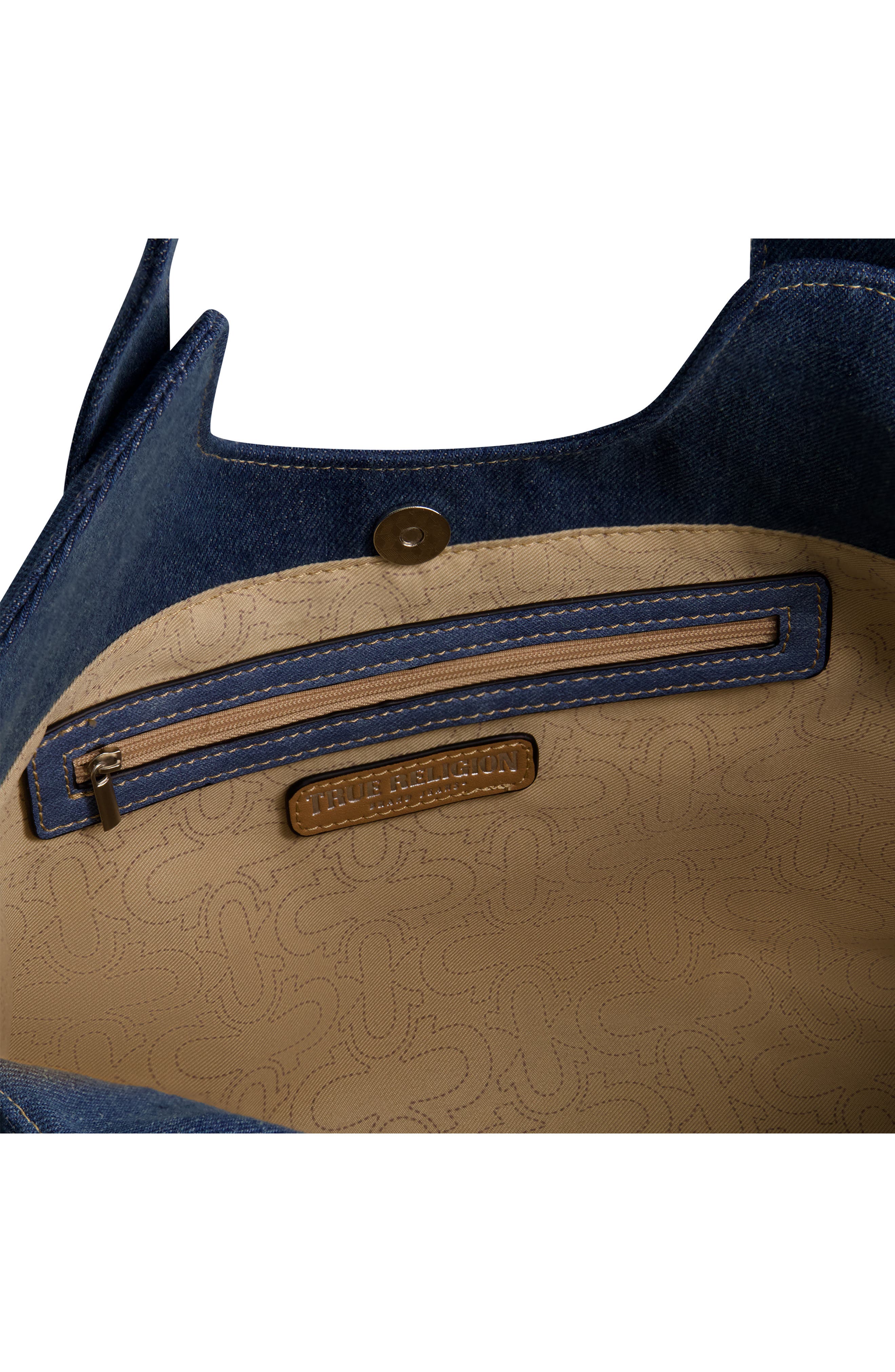 True Religion Brand Jeans Horseshoe Denim Satchel, Alternate, color, Medium Blue