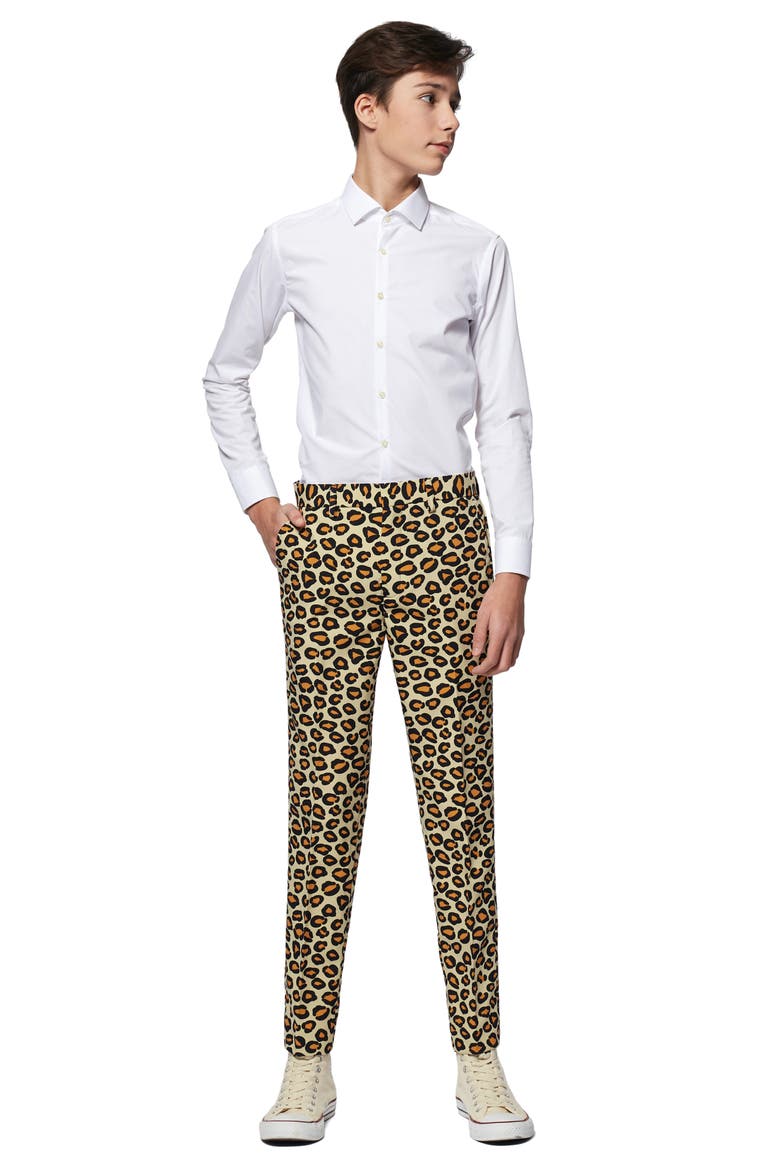 Kids' The Jag Two-Piece Suit with Tie, Alternate, color, LEOPARD
