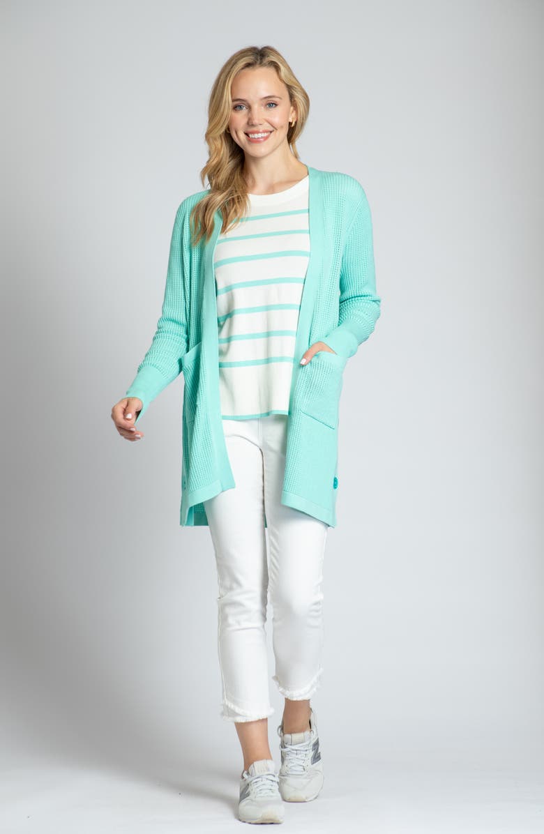 APNY Side Button Open Front Long Cardigan, Alternate, color, 