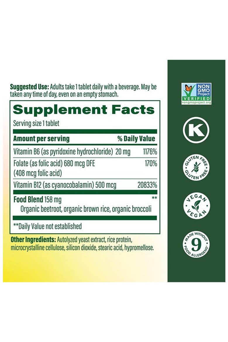 Vegan Vitamin B12 with Vitamin B6, B12 and Folic Acid for Women and Men, 30 Mini Tablets, Alternate, color, None
