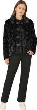 Yumi Textured Faux Fur Jacket