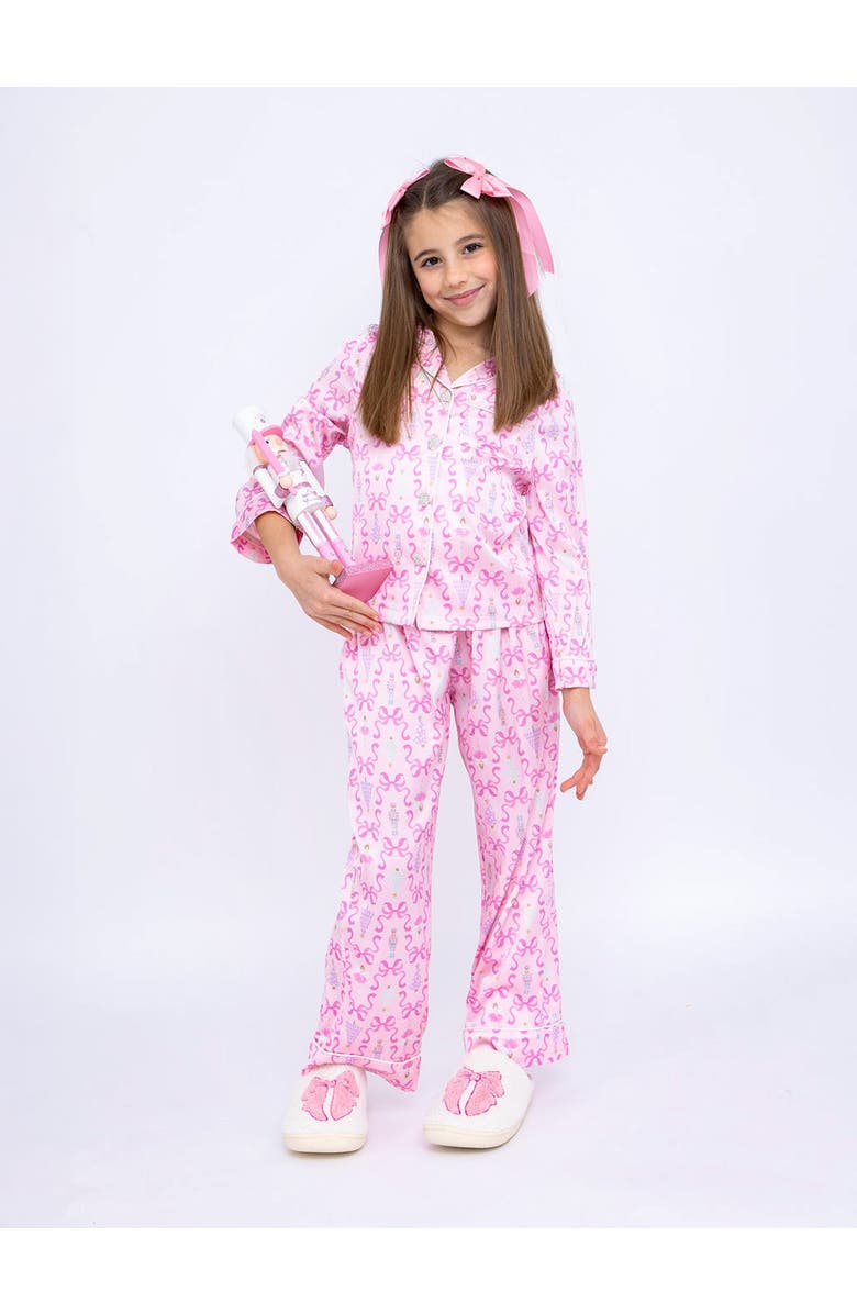 Preppy Goose Nutcracker Satin Long Sleeve Pajama Pant Set, Main, color, 