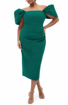 City Chic Elyse Puff Sleeve Sheath Dress