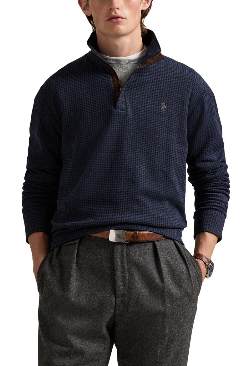 Polo Ralph Lauren Houndstooth Luxury Cotton Blend Quarter Zip