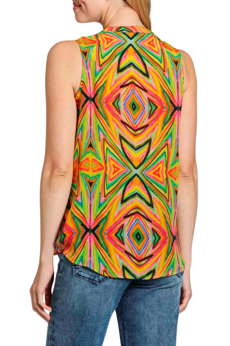 Sleeveless Button-Up Shirt, Alternate, color, GREEN MULTI