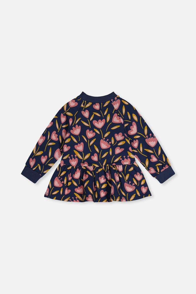 French Terry Peplum Hem Raglan Sleeve Top, Alternate, color, Blue Tulip Print