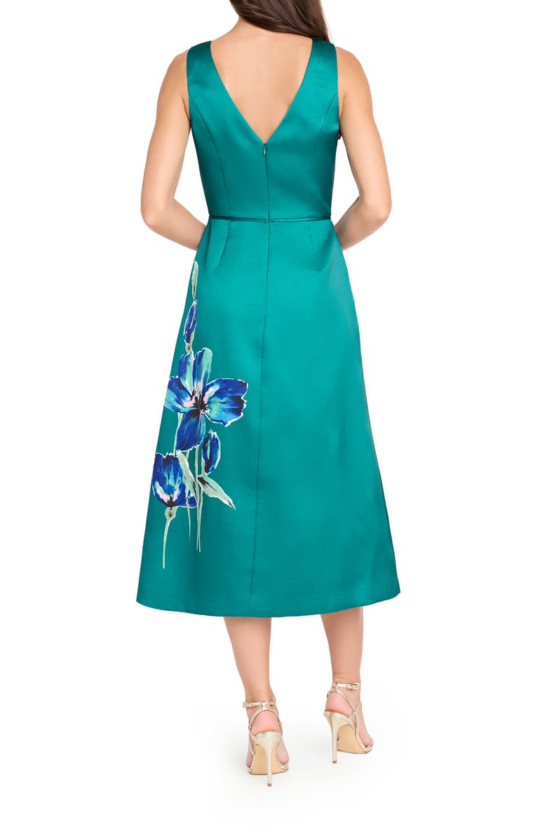 Tahari ASL V-Neck Floral Print Fit & Flare Dress, Alternate, color,