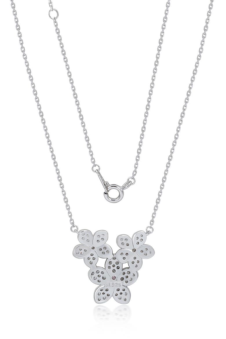 Trio of Flowers Cubic Zirconia Pavé Station Necklace, Alternate, color, WHITE