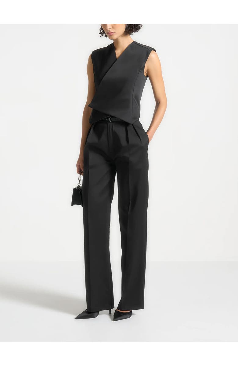 Manière De Voir Laurence Sateen Wrap Waistcoat, Alternate, color, Black