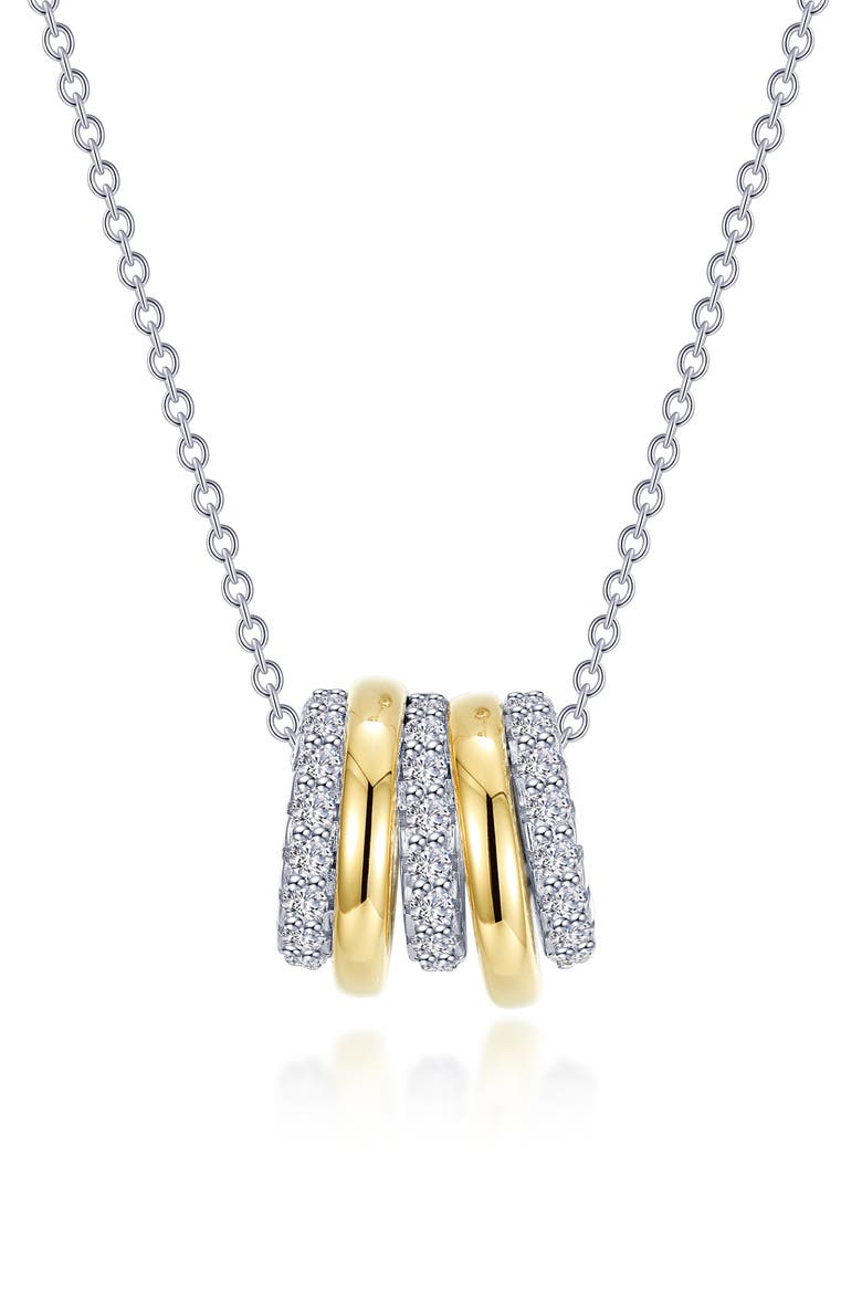 Pavé Simulated Diamond Rondelle Charm Necklace, Main, color, WHITE GOLD
