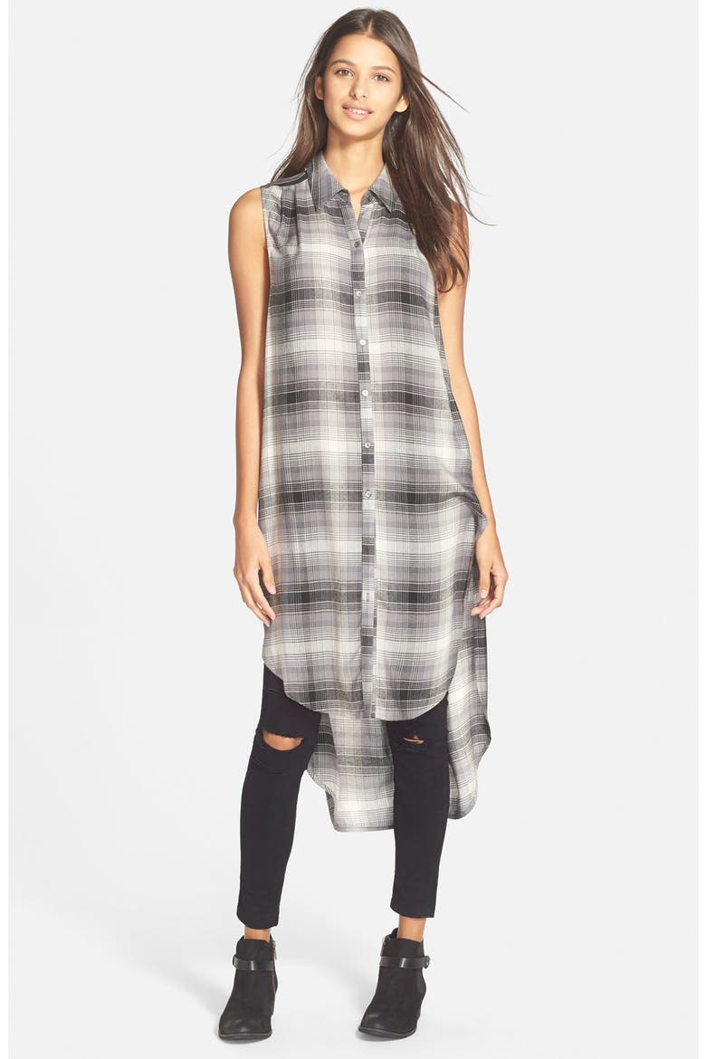 Chloe K Sleeveless Plaid Tunic, Main, color, GREY/ BLACK