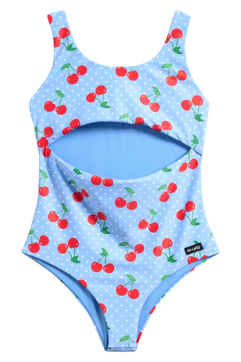 Kids' Cutout One-Piece Swimsuit, Main, color, BLUE