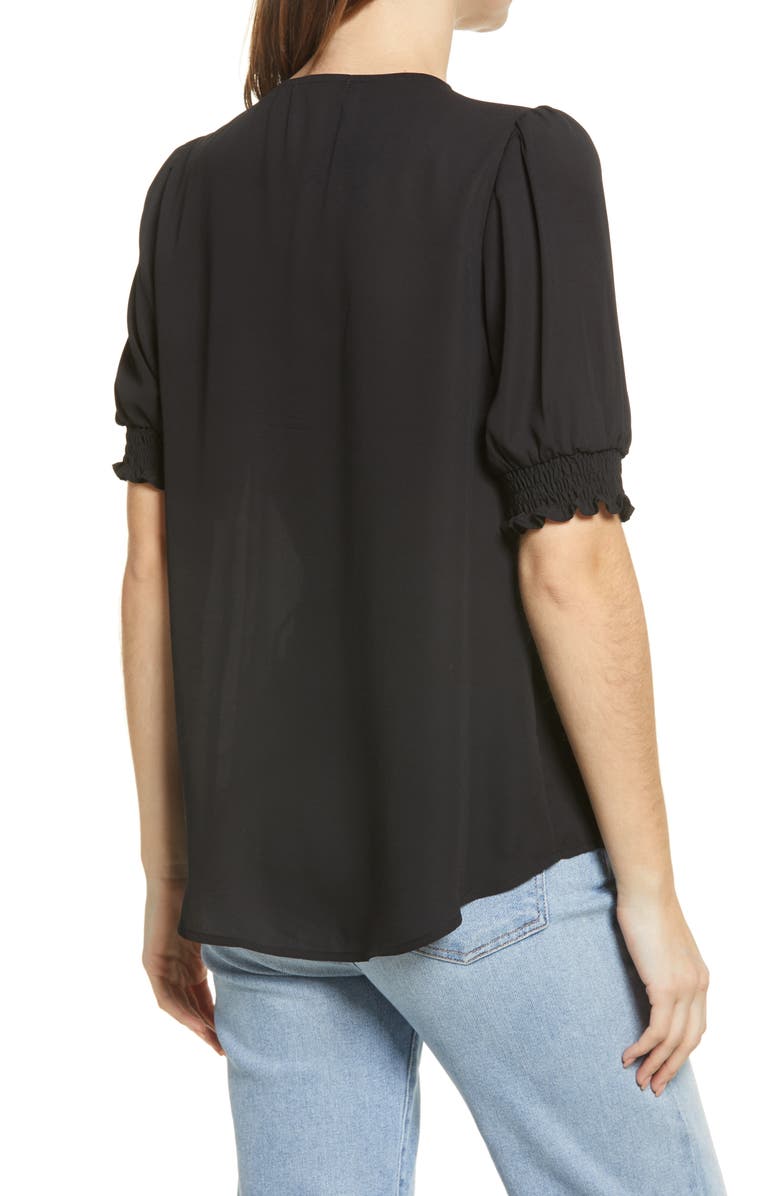 GIBSONLOOK Smocked V-Neck Blouse, Alternate, color, 