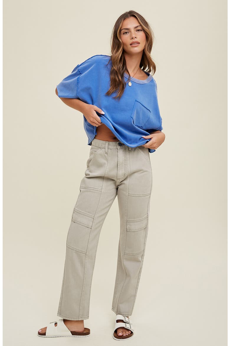 Paneled Cargo Jeans, Alternate, color, STONE