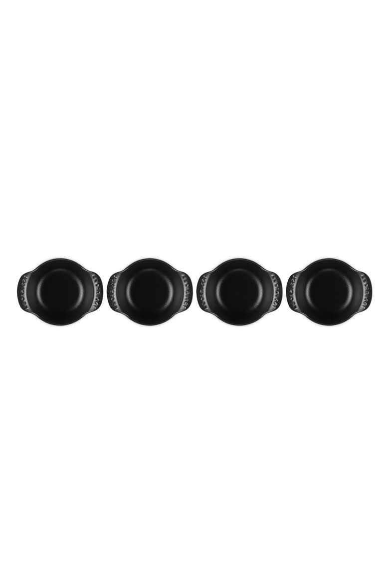 Gourmand Set of 4 1/3-Quart Enamel Cast Iron Cocotte, Alternate, color, MATTE BLACK